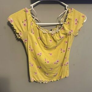 yellow floral tight cropped